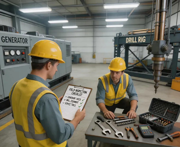 Maintenance crew preparing field inspection