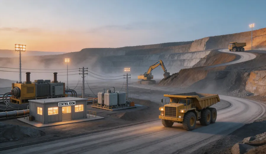 Remote open pit mining power station